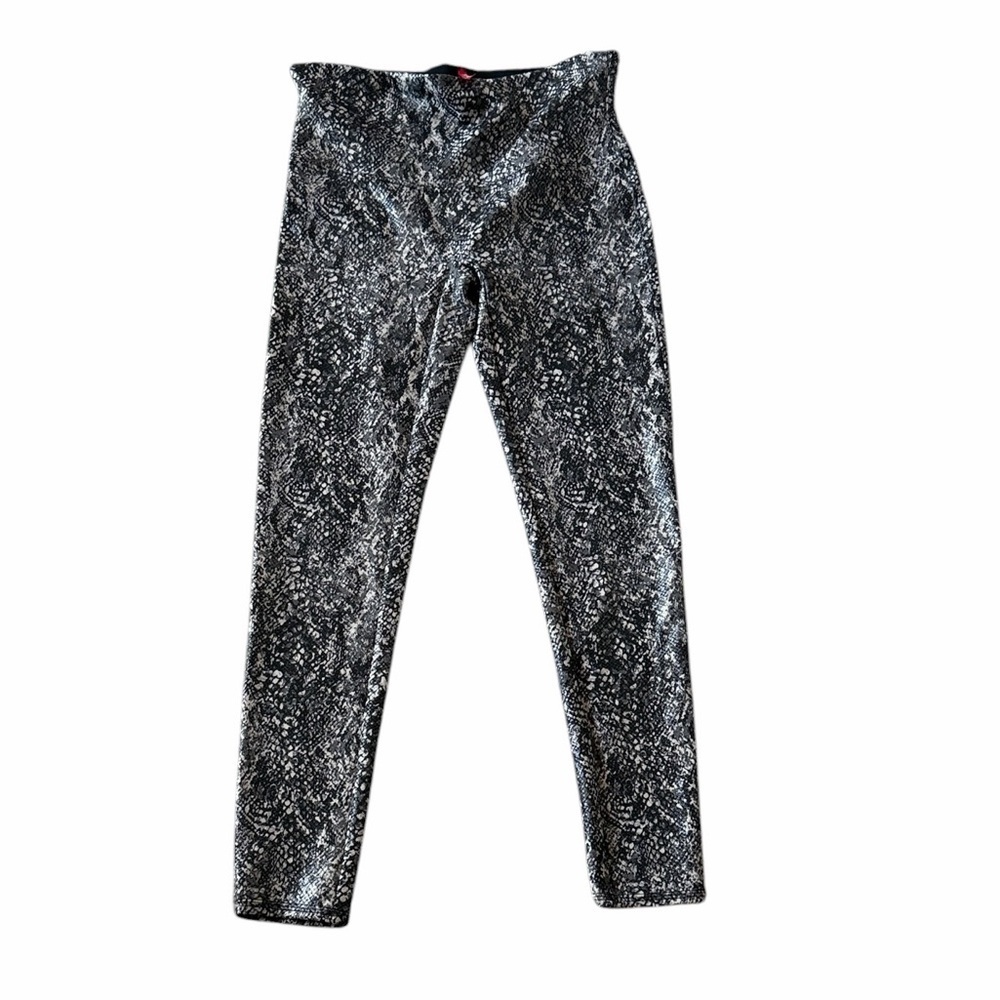 SPANX Womens Faux Leather Snake Shine Legging Size XL Grey Snake Contour - Picture 3 of 7